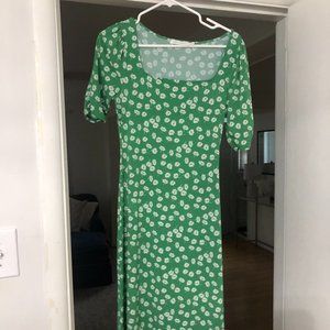All in Favor green and white floral midi dress